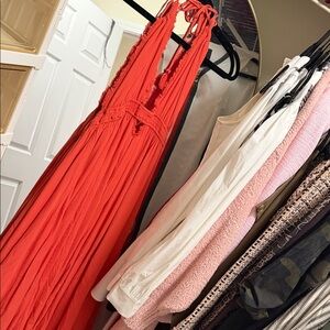 Elegant coral Red Sleeveless Dress